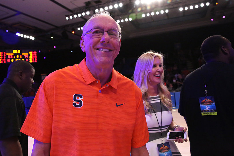 Boeheim cracks a smile after his team won the Battle 4 Atlantis championship.