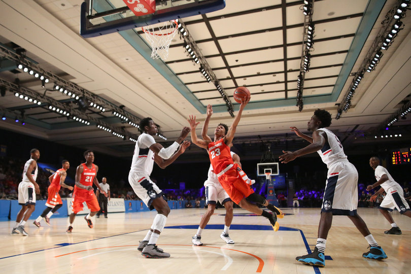 Richardson tries to convert on a layup. He has scored 25 points in two games at the Battle 4 Atlantis. 