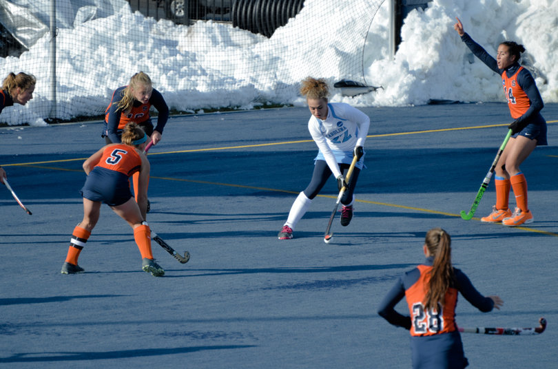 UNC's Eva van't Hoog maneuvers through traffic.
