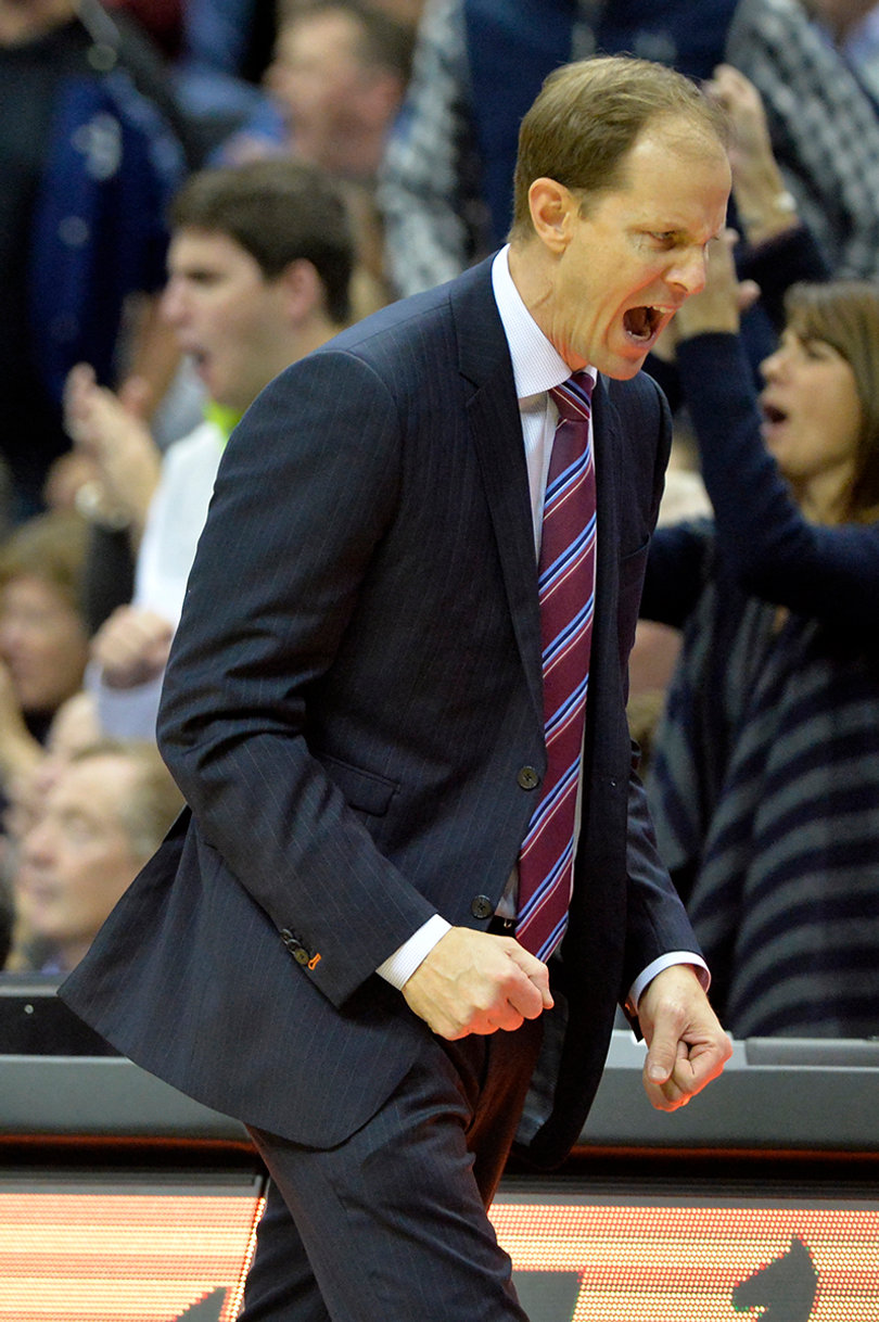 Hopkins gets fired up on the sideline. The loss was his first as SU's head coach. 