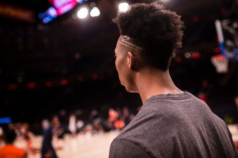 Malachi Richardson looks forward during pregame warmups. He finished 0-for-11 from 3-point land.