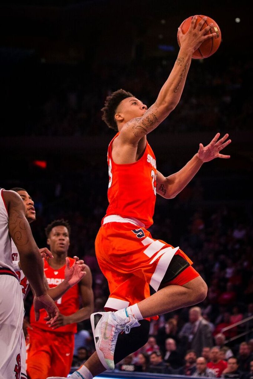 Richardson elevates toward the hoop with his right hand and leg. He shot 4-of-20 from the field.