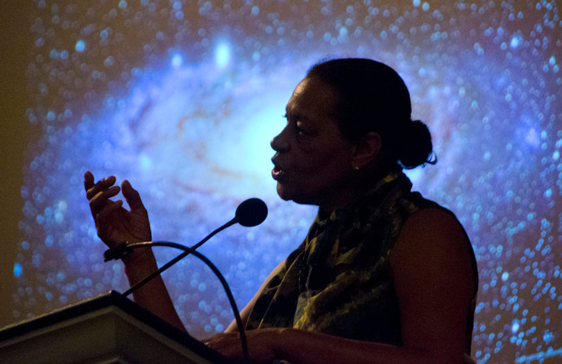 Carrie Mae Weems, an artist and storyteller, presents her lecture, “Swinging Into Sixty: A Woman Ponders the Future” in Fall 2014.
