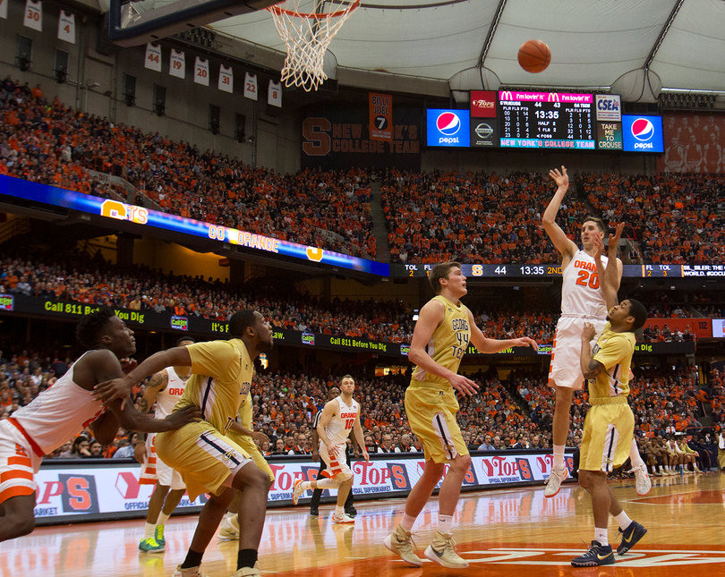 Lydon floats a shot from the foul line. The Syracuse forward shot just 2-of-7 and grabbed six boards. 