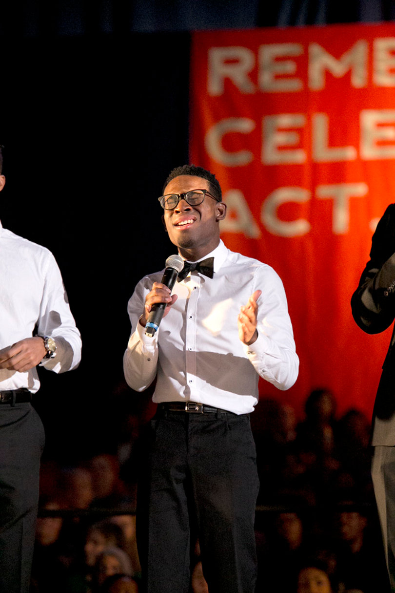 Black Legacy, an all-male a cappella group, sang their rendition of the popular song “Glory,” by John Legend at the celebration.