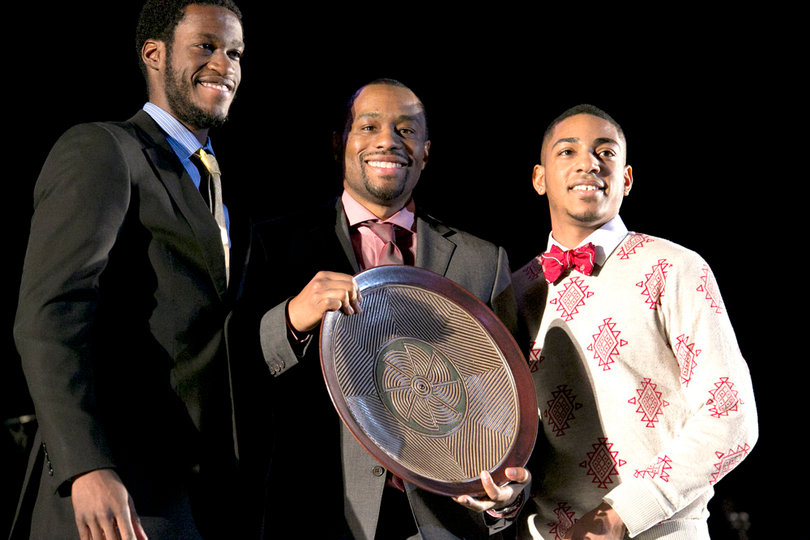 After Hill received a standing ovation that lasted almost a full minute for his speech, he was presented with a handcrafted disk created by an SU professor.