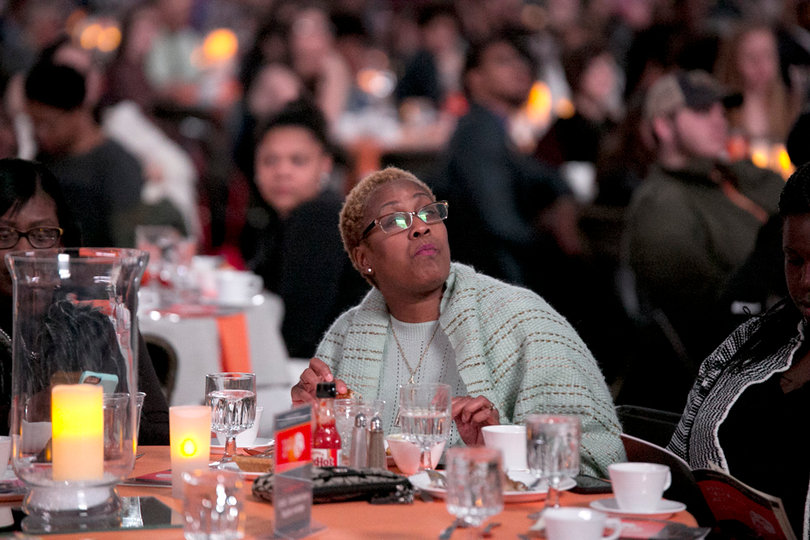 Danielle Reed, the student speaker at the celebration, asked the event attendees to close their eyes and imagine a world without guns, prisons or jails. Reed said this imagined society is one that civil rights activists, educators and intellectuals like Hill dream of.