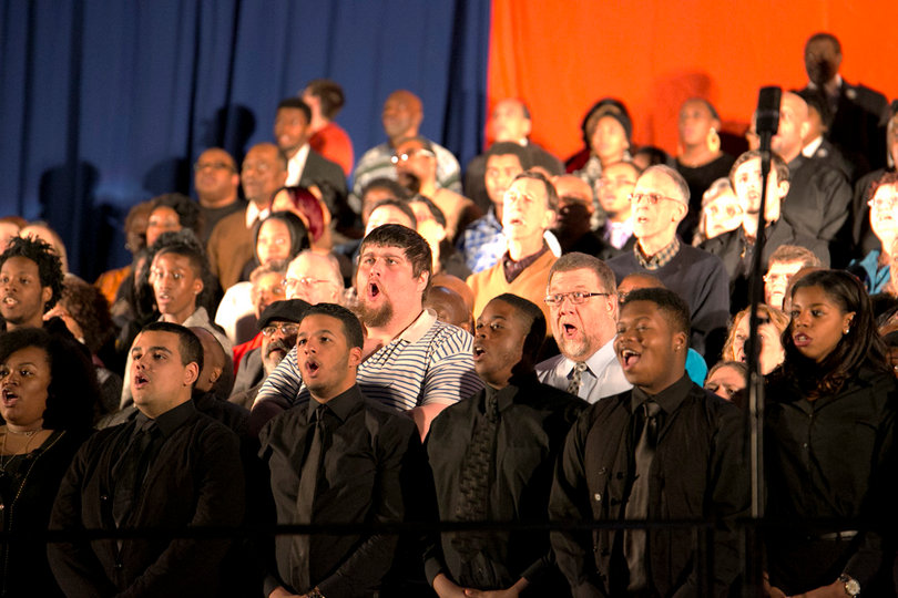 The Black Celestial Choral Ensemble performed “Lift Ev’ry Voice and Sing” — also known as the black national anthem — at the celebration.