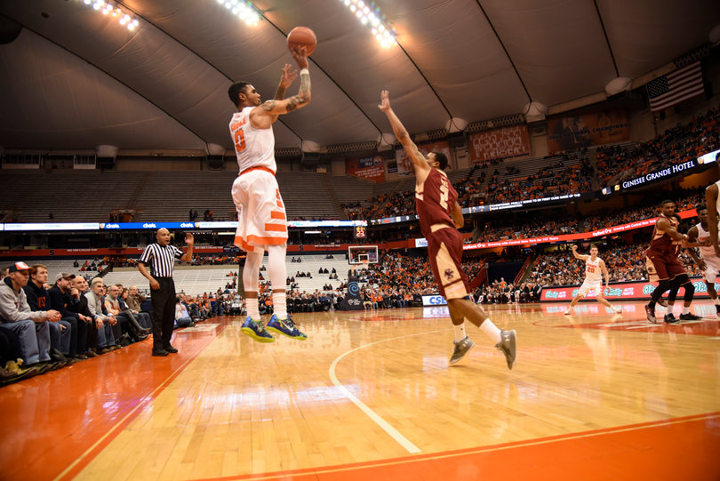 Gbinije launches one of his four 3-point attempts. He hit one triple in the game.