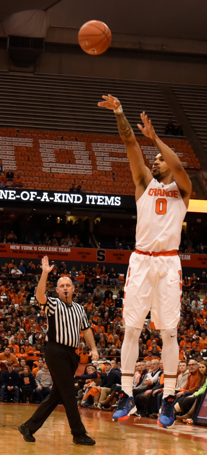 Gbinije unloads a 3-pointer on Tuesday night. He shot 4-of-13 from behind the arc.
