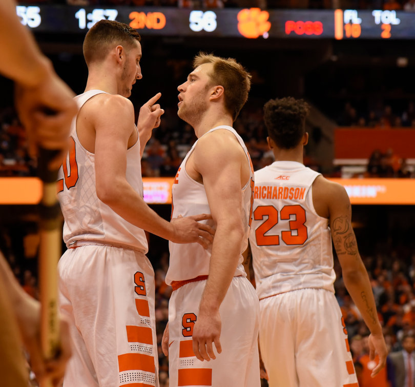 Lydon points at Cooney as the two look at each other.
