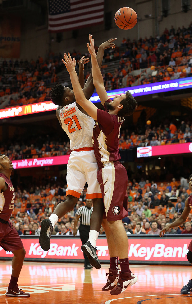 Roberson follows through on a shot with a Florida State defender draped on top of him. Roberson went 4-of-4 from the field.