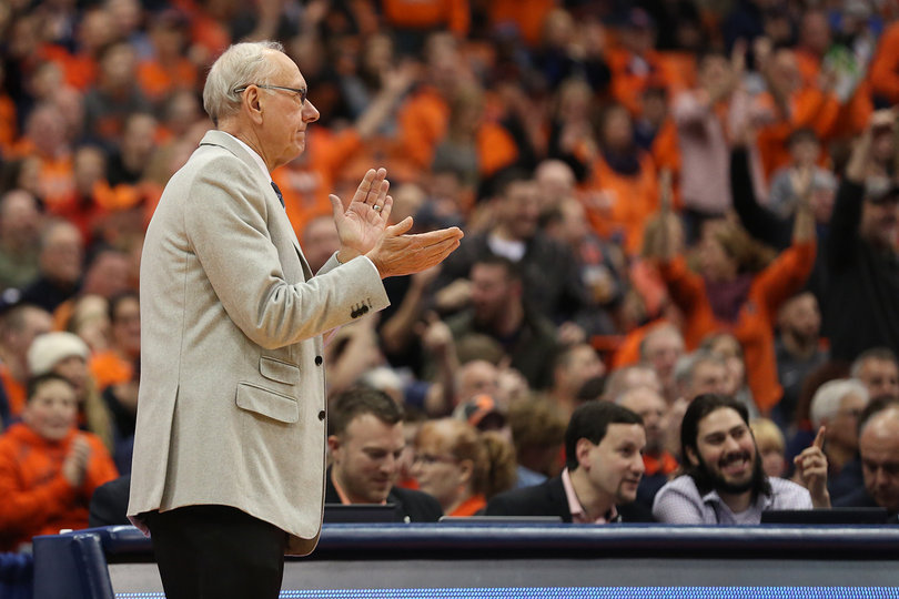 Boeheim claps his hands on the sideline. Syracuse is 7-2 since his return from suspension.
