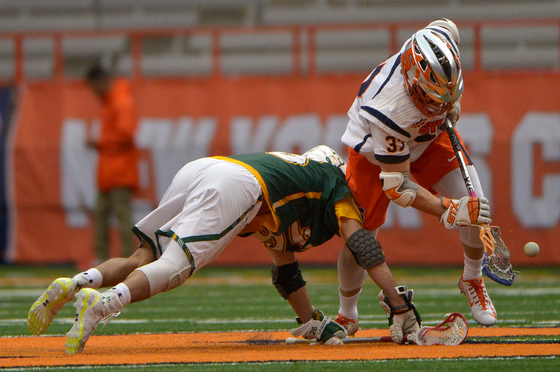 Williams flings the ball forward on a faceoff. He went 12-of-16 from the X on Saturday.