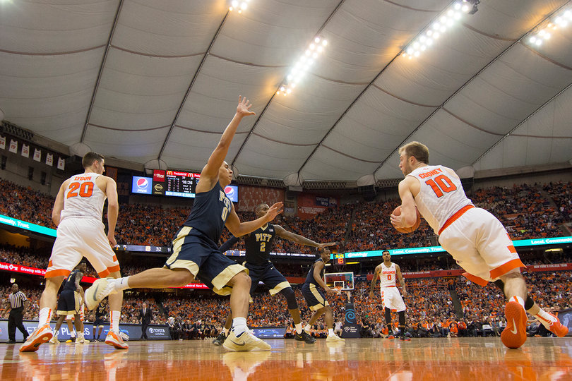 Cooney curls near the baseline in the 66-52 loss to Pittsburgh. He had just three points in the game.