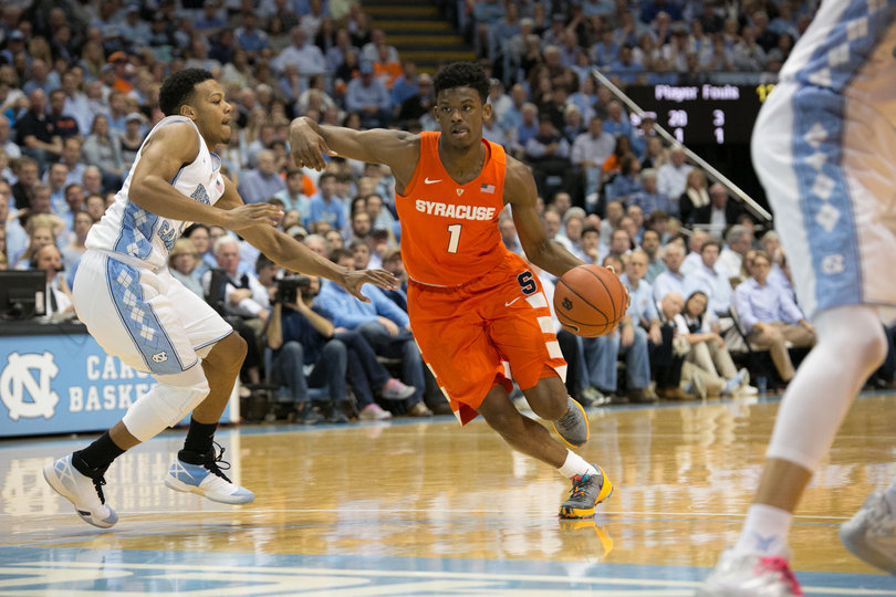 Howard dribbles through the paint. Howard played just 12 minutes and hit both of his field goals. 