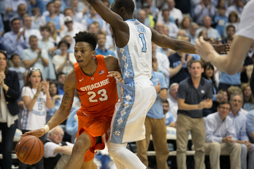 Richardson slips past UNC wing Theo Pinson. Richardson scored just 10 points against the Tar Heels and hit 3-of-9 shots. 