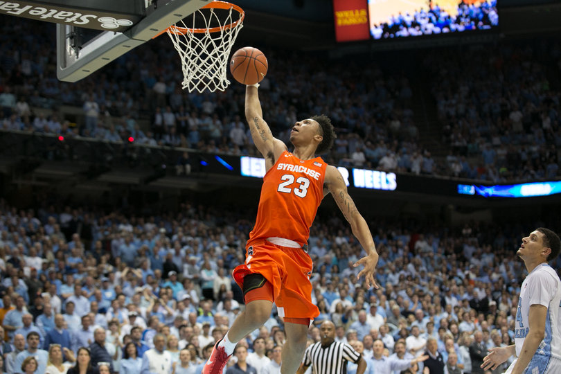 Malachi Richardson leaps toward the rim during Monday's matchup with North Carolina. 