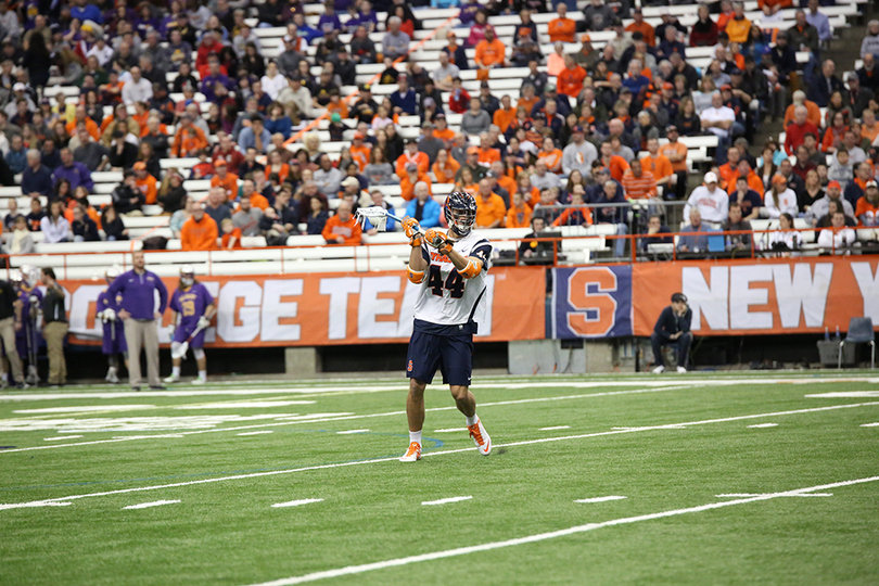 Matt Lane looks to work the ball on offense. In his first career start, Lane totaled two goals and two assists.