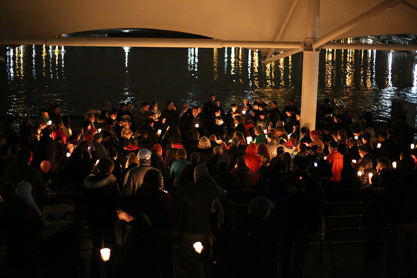 About 150 people gathered Wednesday night at the vigil.