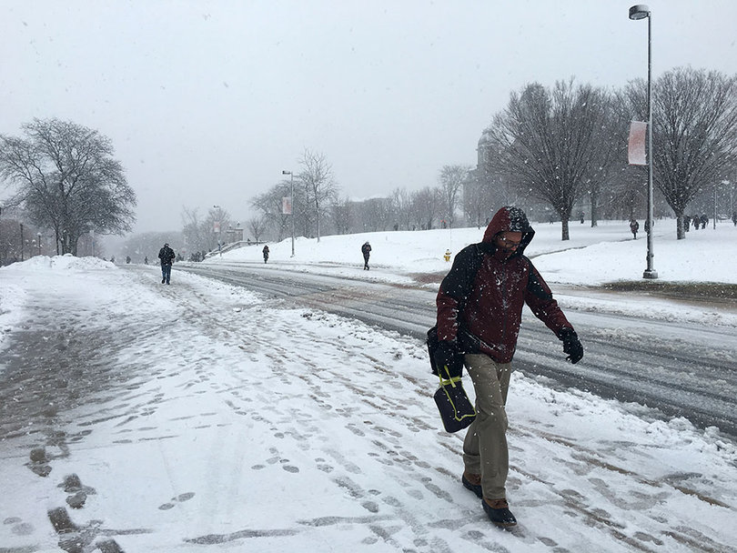 Even the Syracuse University sidewalks couldn't escape Tuesday's weather. 