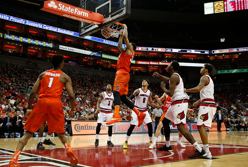 Dajuan Coleman throws down a dunk. The center went 2-for-2 from the field.