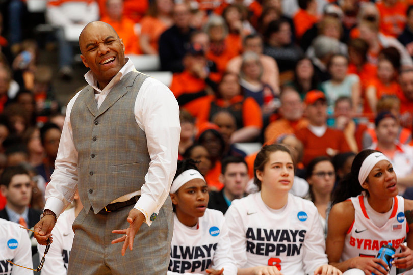 Head coach Quentin Hillsman earned the program's first win in the Round of 32 on Sunday.