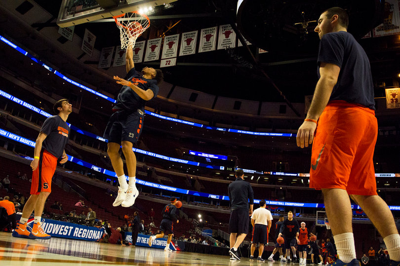 There was a lot of dunking during SU's open practice. Malachi Richardson takes his turn here. 