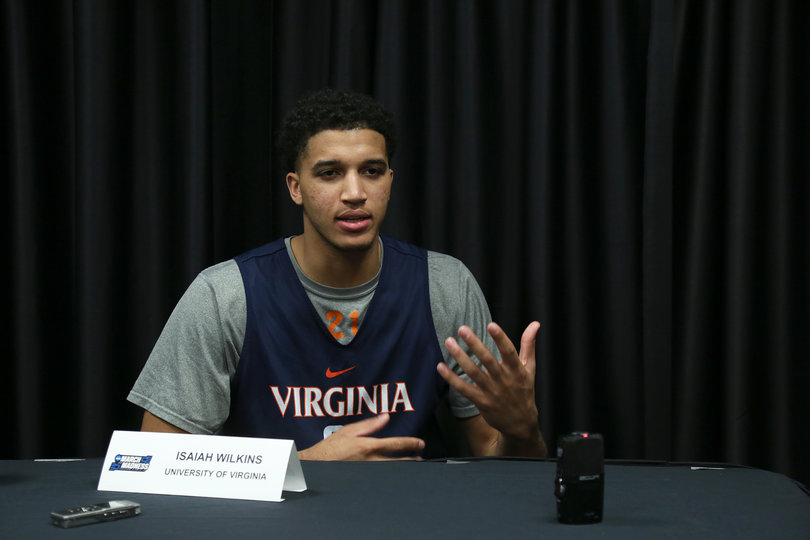 Isaiah Wilkins, the stepson of NBA great Dominique Wilkins, talked to media on Saturday. He had five points and five rebounds the last time the two teams played. 