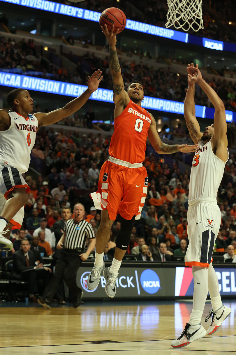 Gbinije found success more inside the arc in the first half, hitting all three of his looks from inside 3-point land.
