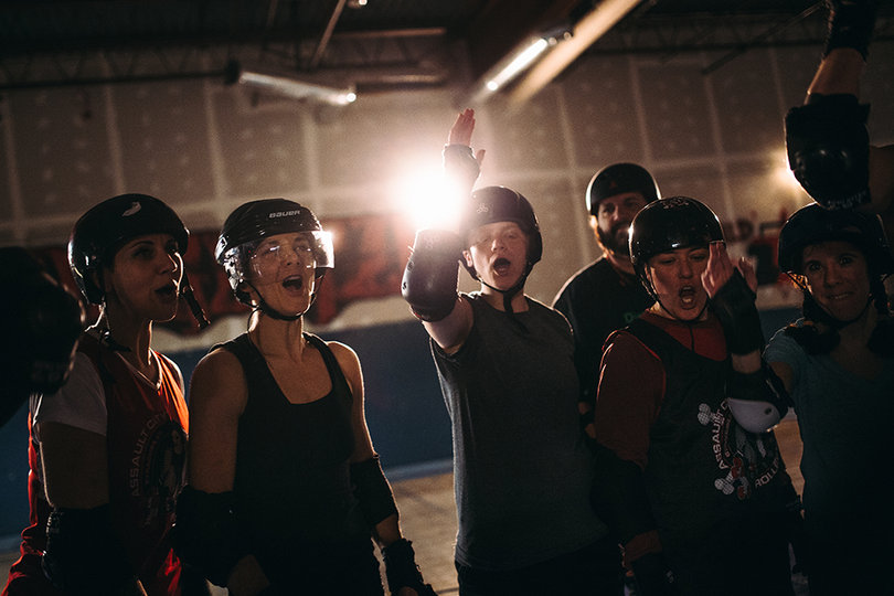 "Strong, proud, focused" is the motto of the Assault City Roller Derby team.