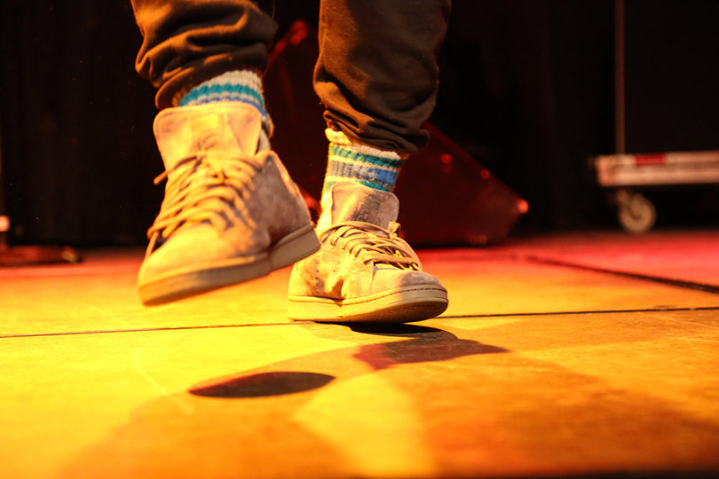 Smino dances on the stage at Schine Underground during Wednesday's show.