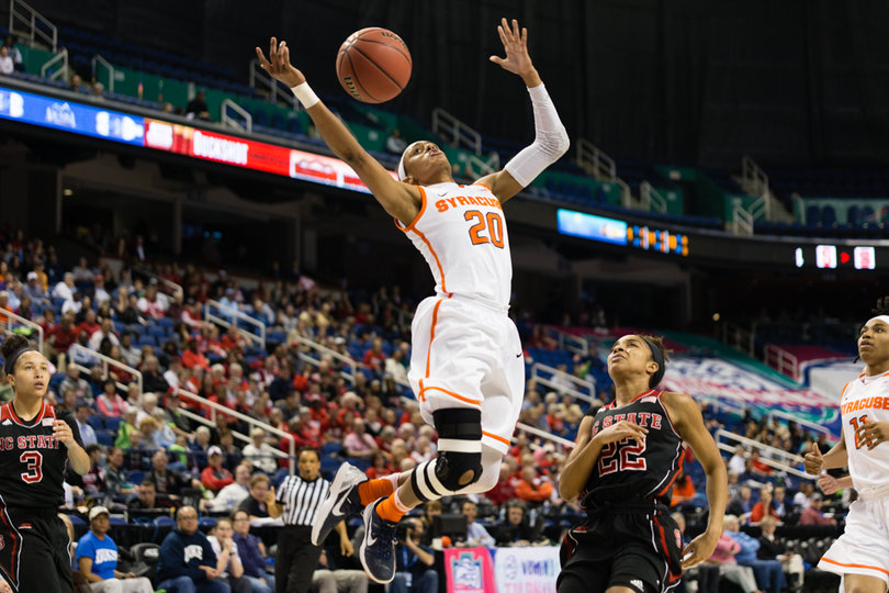 Sykes loses control as the ball flies from her hands. SU committed 14 turnovers in the game.