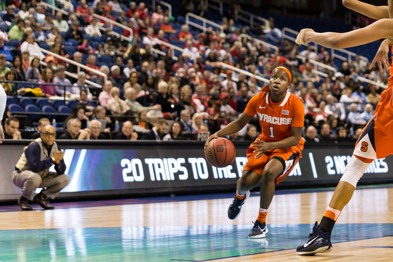 Alexis Peterson pulls up for a jump shot. She shot 8-for-20 in the game.