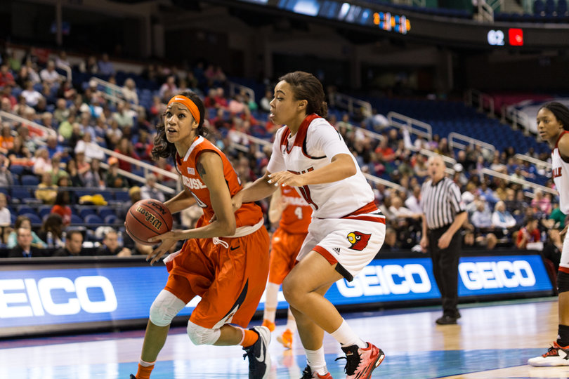 Briana Day drives to the basket. She finished with 11 points.