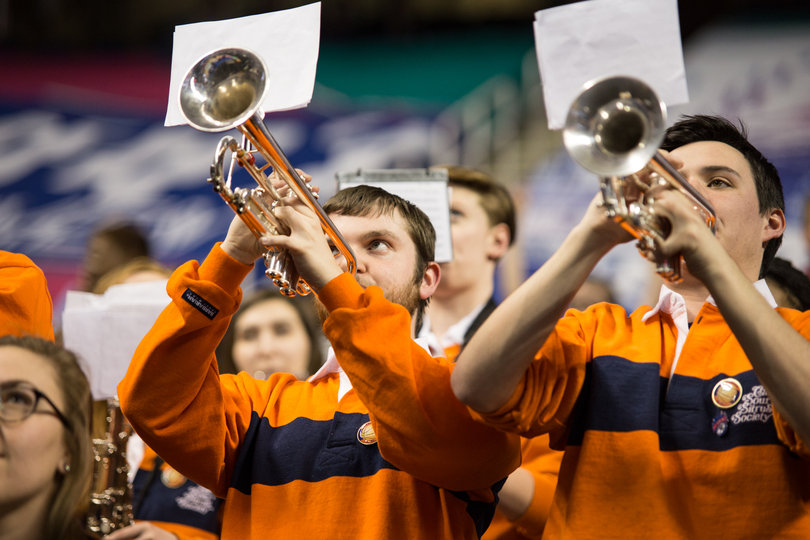 Syracuse's pep band, the Sour Citrus Society, play a song during SU-N.C. State. 