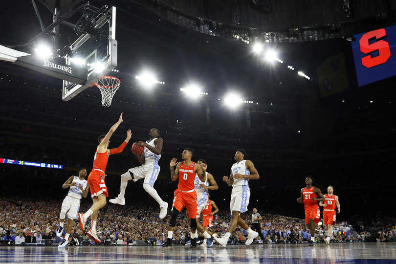 UNC forward Theo Pinson drives to the rim against Lydon. Pinson made just one shot on Sunday, but it was a key 3-pointer. 