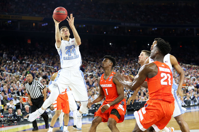 UNC's Justin Jackson gets a good shot at the rim. He tied for the lead in scoring for the Tar Heels with 16 points. 