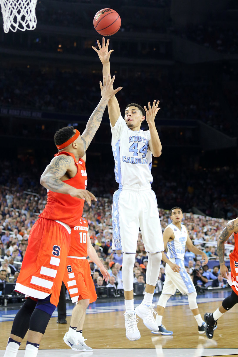 Jackson floats a shot over the outstretched arm of Coleman. The UNC big man found some success with his floater. 