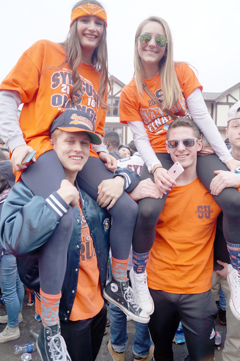 The gathering at Castle Court before the Final Four continued throughout the day on Saturday.