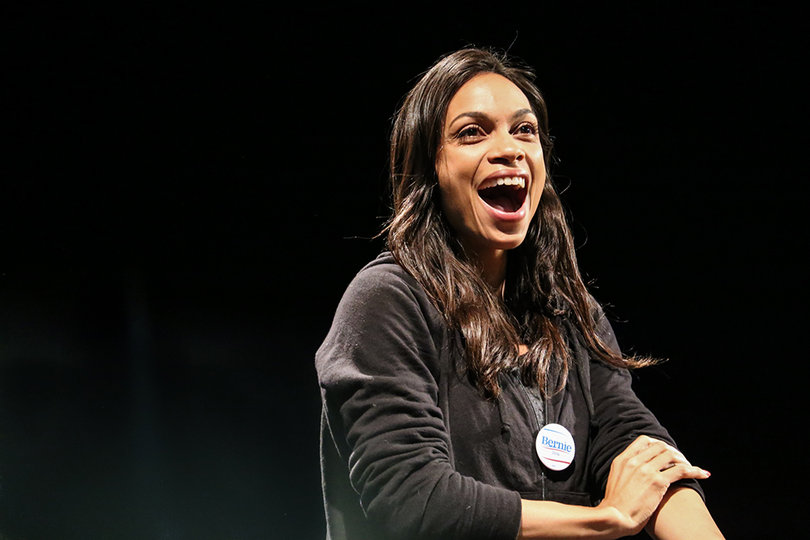 Actress Rosario Dawson speaks on behalf for Sanders. She has supported his campaign in a number of different rallies. 
