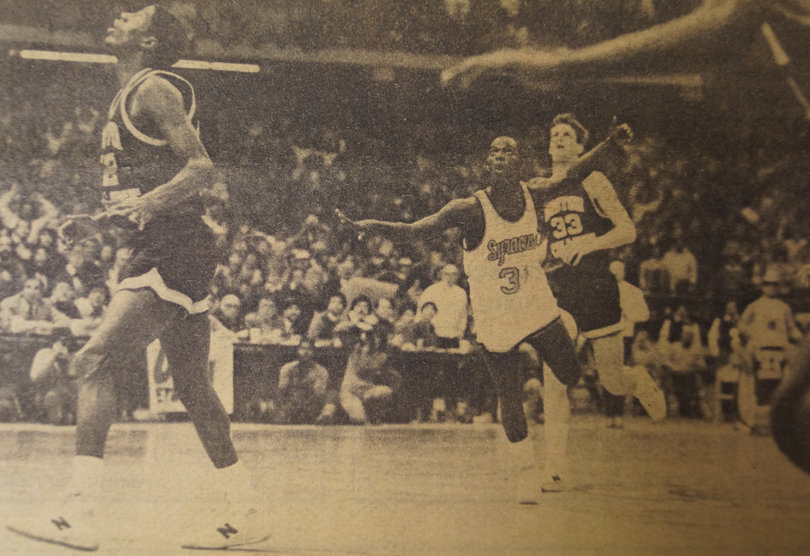 Maybe the defining moment of Pearl's career, "The Shot" is what people recognize him by. It came from half court and helped Syracuse down Boston College in 1984. 