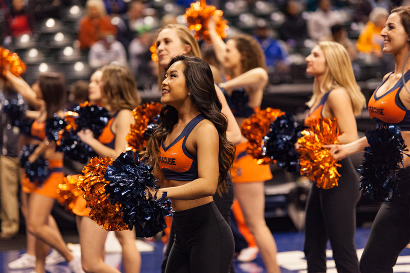 Members of the Syracuse dance team perform during SU's open practice.