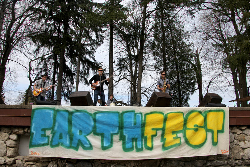 Pizza Party, a student band based out of Syracuse, performs at Earthfest on Sunday in Thornden Park.
