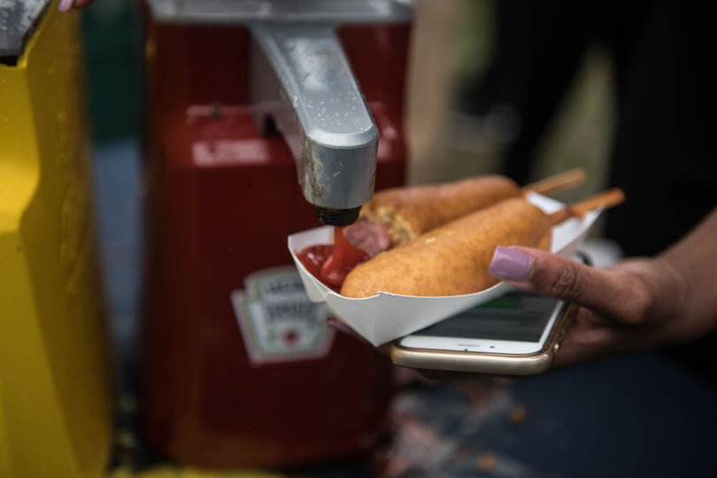 Students chose from corn dogs, chicken tornados, cheeseburgers, veggie burgers and much more at Mayfest.