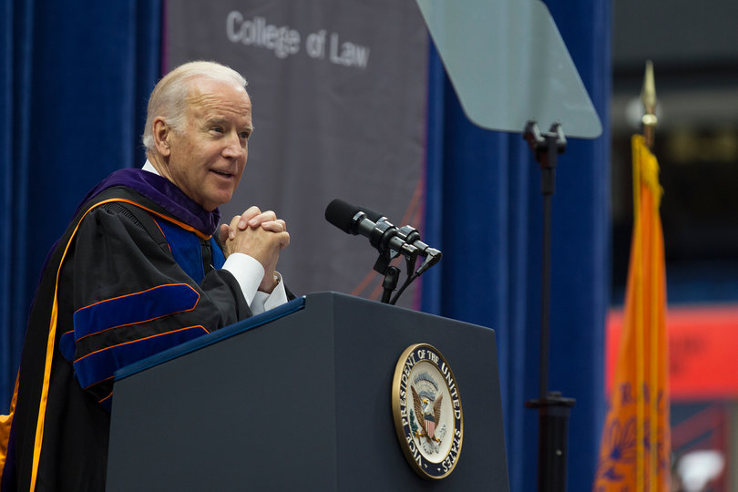 Biden was poised throughout his speech but when talking about his late son, Beau, his voice grew louder. 