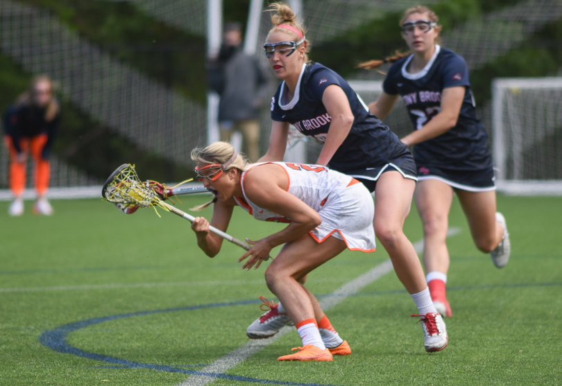 Syracuse's Taylor Gait backs into a defender during the Orange's matchup with Stony Brook on Sunday. 