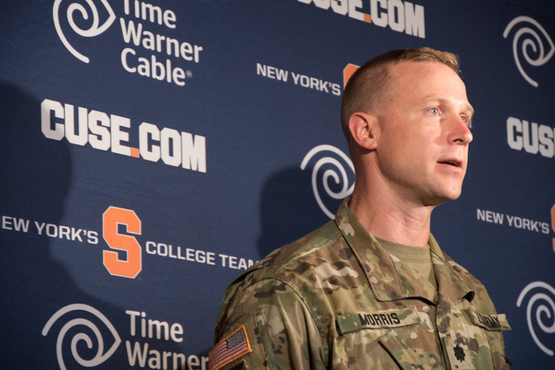 Lieutenant Col. Chris Morris, Commander of the 41st Engineer Battalion, spoke to the media on Sunday.