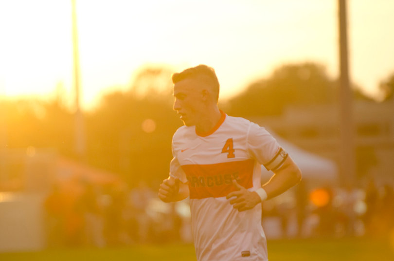 Callahan jogs as the sun sets at SU Soccer Stadium. Syracuse is 2-0 to start the season.