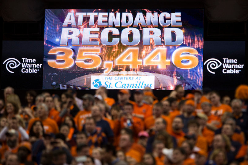 Syracuse's Carrier Dome sets an attendance record of 35,446 people packing the stadium. 